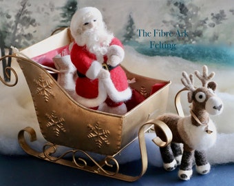 Tutorial vilten kerstman en rendier - naaldviltpatroon - pdf digitale download - kerstornament PDF - DIY vilten kerstman met Rudolph