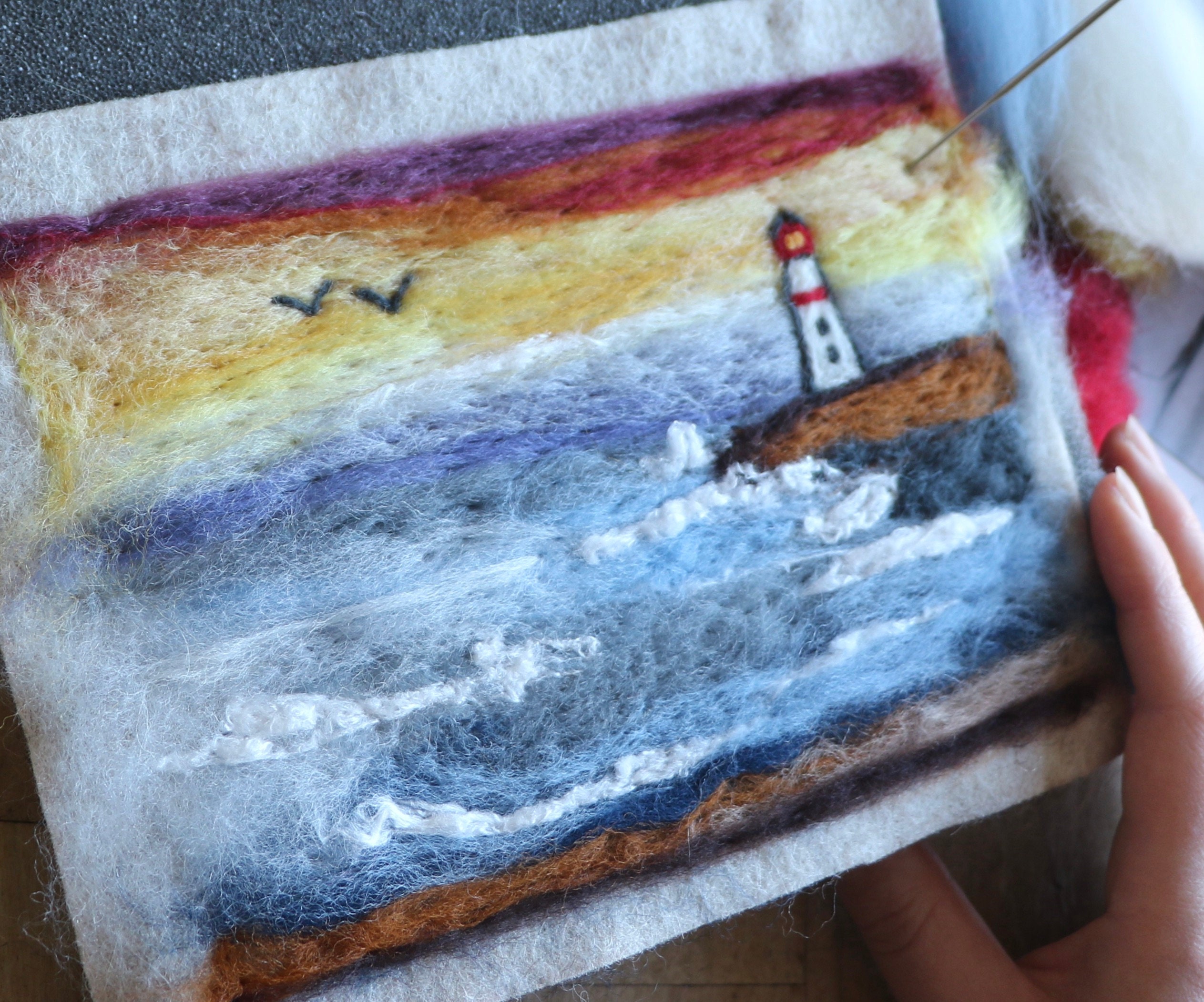 Needle Felted Painting Kit Landscape Needle Felt 2D Picture Etsy Canada