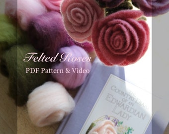 Felted Flower Needle Felting PDF Pattern - How to Make Felted Flowers - Christmas Rose DIY - Needle Felting - Lasting Floral Arrangement