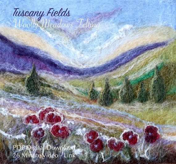 Lavender Fields Felting Pattern - Landscape Painting With Wool
