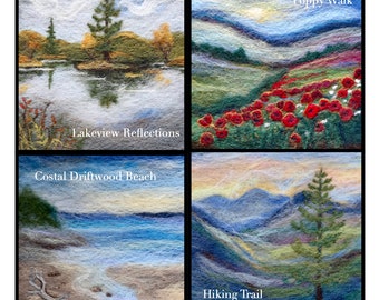 Painter's Palette Series Pattern - Needle Felted Paintings - 2D Felting Pictures - Landscapes with Wool - Digital PDF & Videos - Tuition
