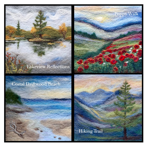 Painter's Palette Series Pattern - Needle Felted Paintings - 2D Felting Pictures - Landscapes with Wool - Digital PDF & Videos - Tuition