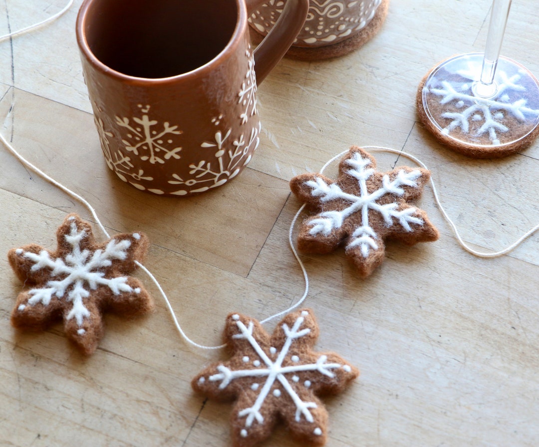 Snowflake Iced Gingerbread Ornament Digital Pattern - Needle Felting ...