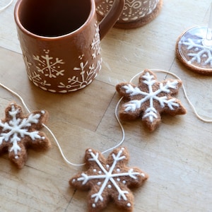 Sneeuwvlok ijspeperkoek ornament digitaal patroon - naaldvilten - gemakkelijk te beginnen - kerstkoekje ornament pdf met video