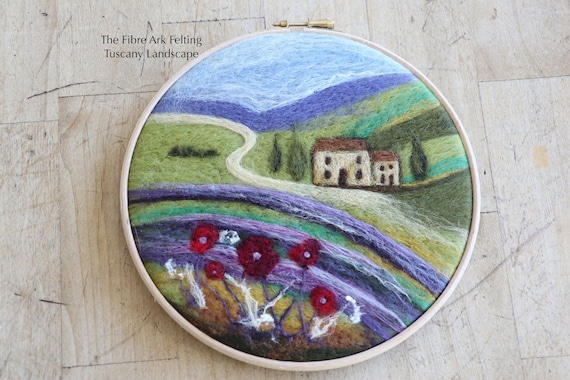 Lavender Fields Felting Pattern - Landscape Painting With Wool