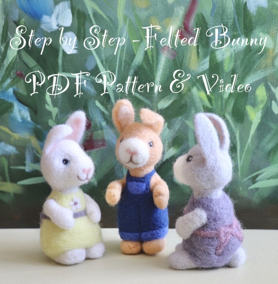 felt bunny in blue dress Needle Felting Pattern - PDF Digital Download - With Video - Learn to Needle - Easter Craft - Rabbit Designed in Denmark and Cheap Prom Dress Alice + Olivia | Color:PRINT 206 KHAKI