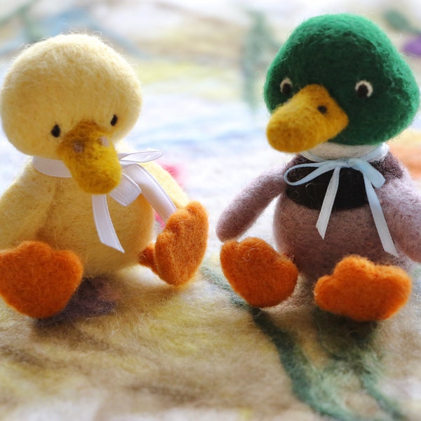 Duck Felting Pattern - Needle Felting - Learn to Needle Felt - Felted Animals - Photo prop - Easter Display - Mallard - Duckies theme - PDF