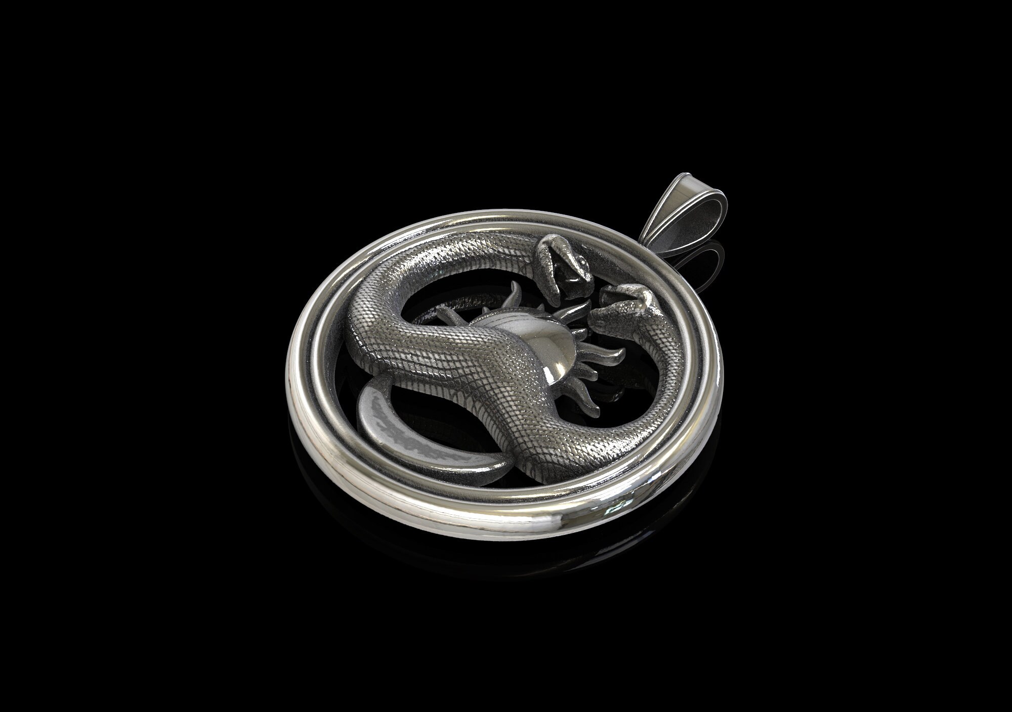 Sterling Silver Thulsa Doom Snake Necklace Pendant, Conan