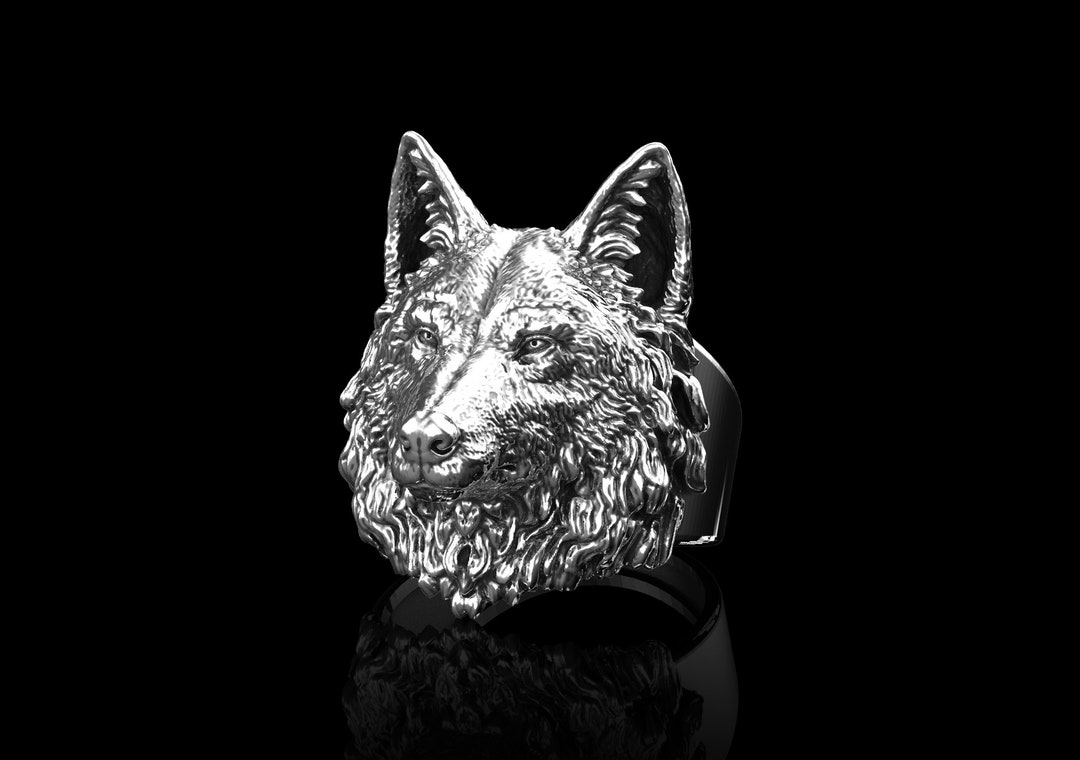 Silver Men Wolf Ring, Wolf Sterling Silver Men's Signet Ring, Jewelry ...