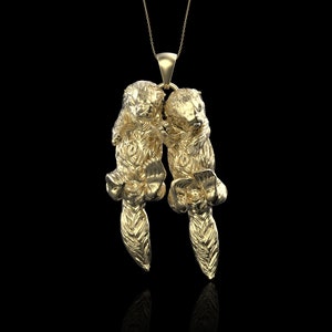 Bronze Otter Anhänger Halskette, Seeotter Halskette, niedliches Paar Otter Wildtiere, Leben im Meer und Nautikstrand Schmuck, Anhänger Nur