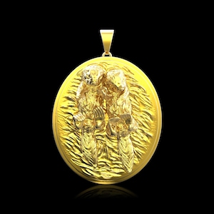 18K Gold überzogener Otter-Anhänger, Seeotter-Halsketten, nettes Paar Otter-wild lebende Tiere, Seeleben und nautischer Strandschmuck, Geschenk der Naturliebhaber