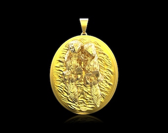 18K Gold Plated Otters Pendant, Sea Otter Necklace, Cute Pair Of Otters Wildlife, Sea Life And Nautical Beach Jewelry, Nature Lovers Gift