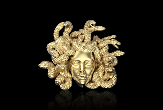 80s USA製　pin head アートレザーケース付き　オブジェ　プロダクト Bronze Medusa Lapel Pin Men, Brooch for Suit Medusa Jewelry