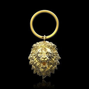 Llavero de león rugiente para hombre con placa de oro amarillo, llavero de león, llavero de Leo, llavero de animal para hombre, regalo de motociclista, regalo para él y ella, accesorio para automóvil
