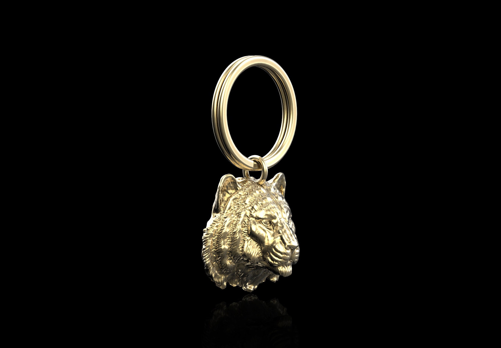 Bronze Calm Tiger Big Cat Keychain, Tiger Keyring, Tiger Key Chain