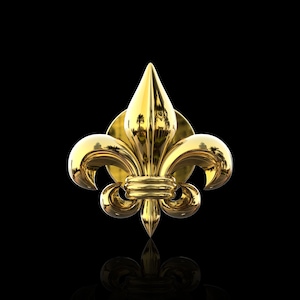 Yellow Gold Plated Fleur de lis Lapel Pin, French Flower Symbol, Heraldic Lily,French Lapel Pin,Fleur de Lis Jewelry,Scout Pins,Gift For Him