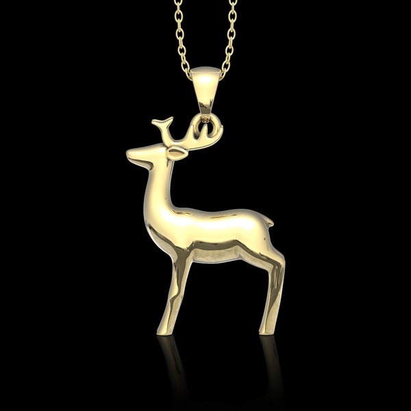 Polish Bronze Deer Pendant, Deer Buck Charm, Deer with Antlers Pendant, Animal Charm, Dainty Deer Lover Jewelry, Pendant Only