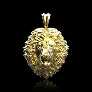 18K Gold Plated Calm Lion Pendant Necklace, Zodiac Lion Jewelry, Dainty Wild Animal Necklace, Men Jewelry, Anniversary Gift, Gift For Him