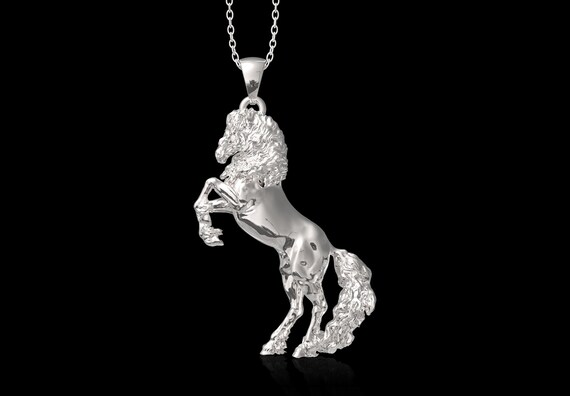High Gloss Silver Friesian Horse Pendant, Equestrian Lifestyle