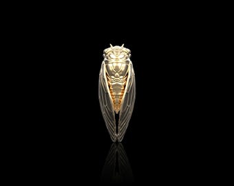 Bronze Cicada Lapel Pin, Cicada Men Brooch, Bug Jewelry, Insect Jewelry, Cicada Badge, Entomology Jewelry, Suit Accessories, Gift For Him