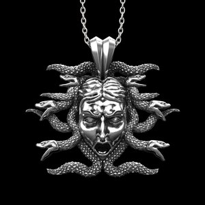 Sterling Silver Medusa Gorgon Pendant, Greek Medusa Necklace, Ancient Greek Mythology Necklace, Venomous Snakes, Pendant Only No Chain