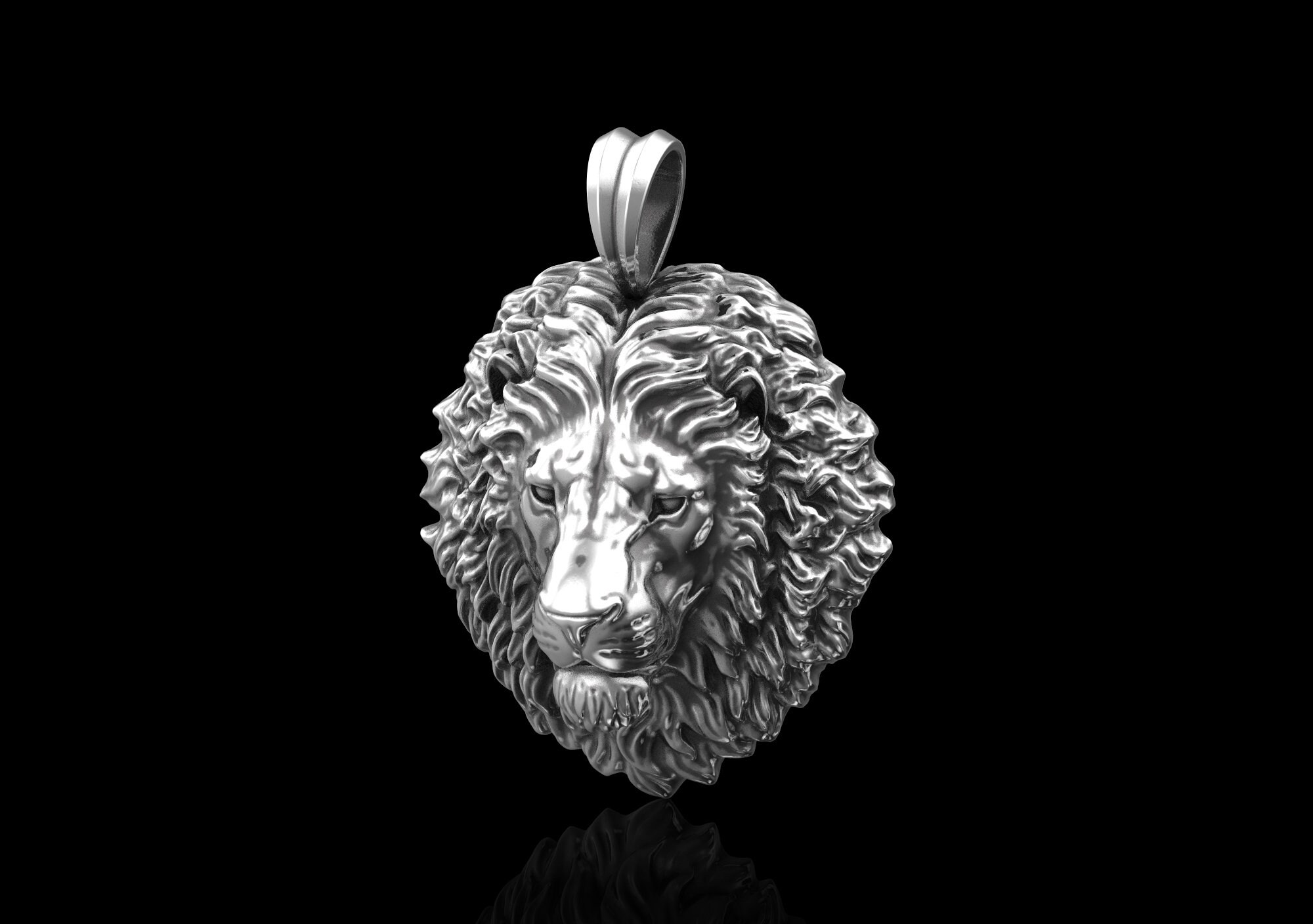 Large Size Silver Lion Necklace Pendant Lion King Jewelry Etsy