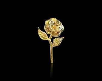 18K Gold Plated Rose Lapel Pins, Flower Brooch, Wedding Lapel Pin Flower, Groomsmen Wedding Lapel Pin,Suit Accessories for Men, Gift For Him