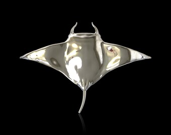 Pin de solapa de manta raya de plata esterlina, broche de manta raya, joyería de buceo marino, artículo de regalo para amantes de la playa, accesorios de esmoquin para traje