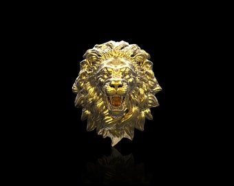 18K Gold Plated Roaring Lion Lapel Pin, Brooch For Suit Lion Jewelry, Lion Lover, Lion Pin&#39;s Brooch, Gift For Him, Lion Gift, Mens Jewelry