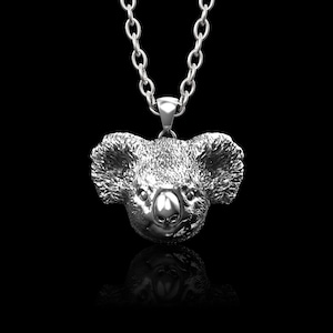 Sterling Silver Koala Head Pendant, Koala Necklace, Australia Native Animal Jewelry, Gift for Him, Brithday Gift, Holiday Gift, Pendant Only