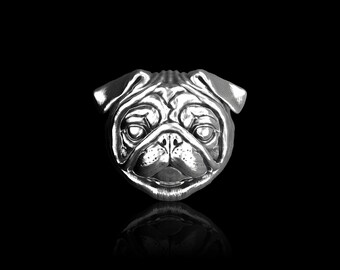 Sterling Silver Pug Head Lapel Pin Men, Pug Jewelry, Dog Jewelry, Dog Lover Pin's Brooch, Gift For Him, Men Suit Accessories, Mens Jewelry