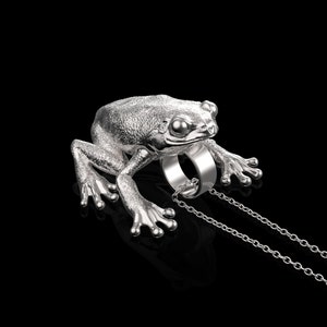 Sterling Silver Frog Pendant Necklace, Frog Charm, Frog Jewelry, Gift For Him Her, Lucy Frog Pendant, Cute Frog Lover Gift, Pendant Only