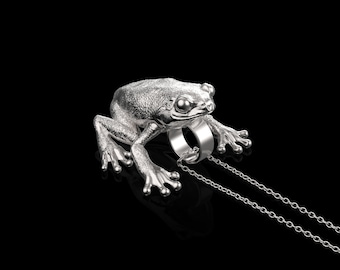 Sterling Silver Frog Pendant Necklace, Frog Charm, Frog Jewelry, Gift For Him Her, Lucy Frog Pendant, Cute Frog Lover Gift, Pendant Only