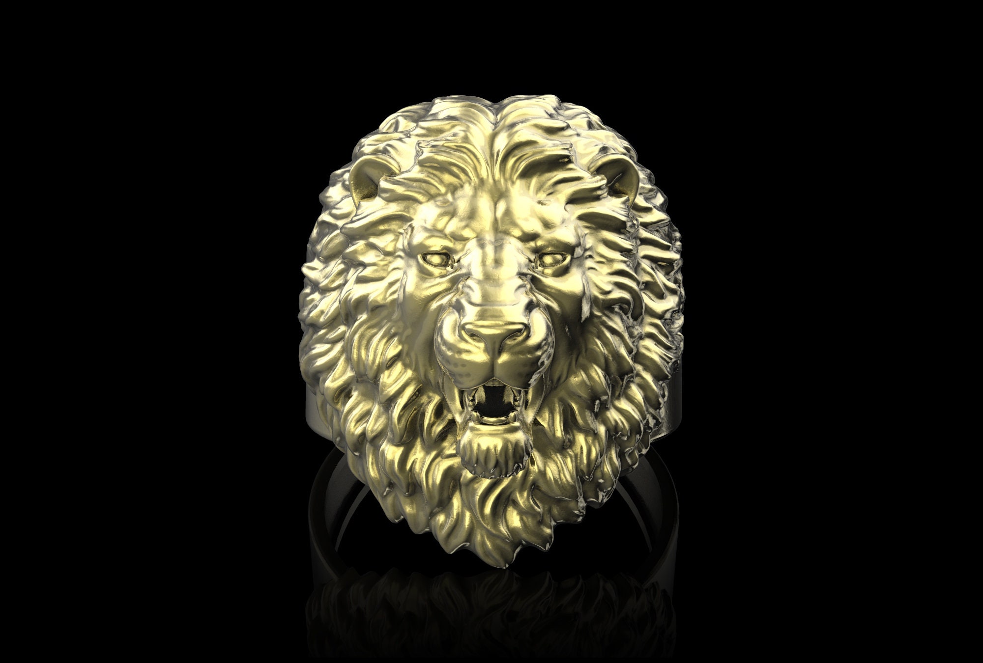 金色のライオンRING 真鍮 真鍮製の咆哮するライオンの指輪、獅子座のライオンの指輪、怒った