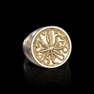 Bronze Ancient Greek Octopus Coin Ring, Ancient City Symbol Jewelry, Sea Life Animal Ring, Graduation Gifts, Anniversary Gifts, Gift For Him