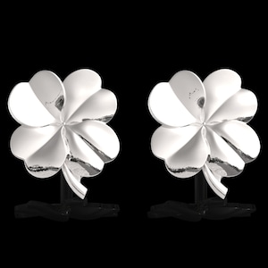Sterling Silver Clover Four Leaf Cufflinks, Clover Lucky Cufflinks, Good Luck Cufflinks, Suit Accessories, Groom Wedding Gifts, Gifr For Him