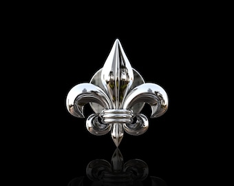 Pin de solapa de flor de lis en plata de ley, símbolo de flor francesa, lirio heráldico, pin de solapa francés, joyería de flor de lis, pins de explorador, regalo para él