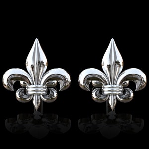 Sterling Silver Fleur de lis Cufflinks, Fleur-de-lis Cufflinks, French Flower Symbol, Groom Wedding Guy Prom Mens Gift-fleur de lys cuff