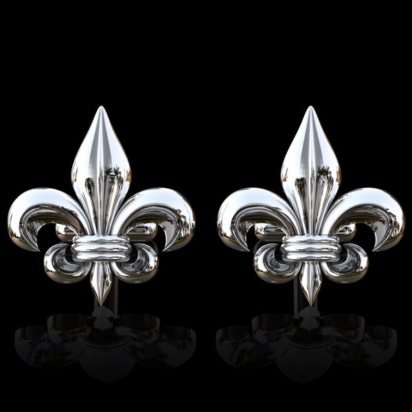 Boutons de manchette fleur de lys en argent sterling, boutons de manchette fleur de lys, symbole français de la fleur, manchette cadeau-fleur de lys pour homme mariage marié bal de promo pour homme