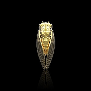 18K Gold Plated Cicada Lapel Pin, Cicada Men Brooch, Bug Jewelry, Insect Jewelry, Cicada Badge, Entomology Jewelry, Suit Accessories