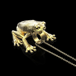 18K Gold Plate Frog Pendant Necklace, Frog Charm, Frog Jewelry, Gift For Him Her, Lucy Frog Pendant, Cute Frog Lover Gift, Pendant Only