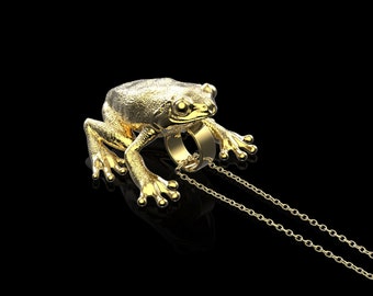 18K Gold Plate Frog Pendant Necklace, Frog Charm, Frog Jewelry, Gift For Him Her, Lucy Frog Pendant, Cute Frog Lover Gift, Pendant Only