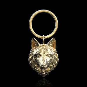 Bronze Calm Wolf Keychain, Wolf Keyring, Viking Nordic Wolf, Animal Key Ring For Men, Biker Gift, Gift For Him Her, Car Accessory