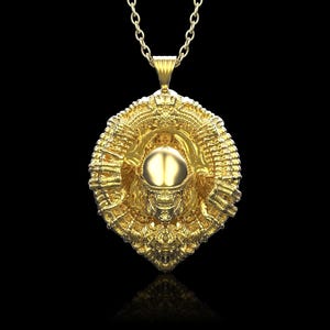 18K Gold Plated Alien Xenomorph Necklace Pendant, Xenomorph Jewelry, H.R. Giger Inspired, Alien Moive Pen Gift, Birthday Gift, Pendant Only