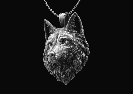 Silver Wolf Men Necklace Wolf Mens Pendant Antique Silver | Etsy