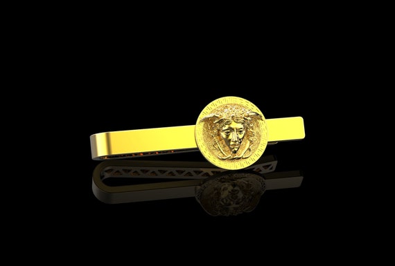 18K Yellow Gold Plated Medusa Tie Bar Clip, Greek Medusa  display picture 1