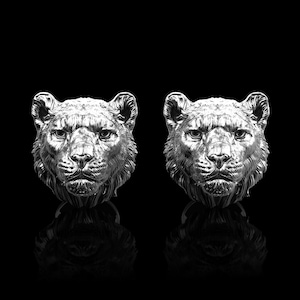 Antique Sterling Silver Snow Leopard Cufflinks, Groom Wedding Cufflinks, Fiance Gift, Animal Cufflinks, Men Suit Accessories, Gift For Him