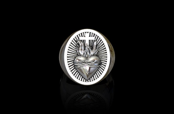 Anello a forma di cuore di Gesù per le donne in argento