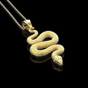 18K Yellow Gold Plated Snake Pendant Gothic Necklace, Serpent Jewelry Necklace, Mens Snake Necklace, Animal Lover Necklace, Pendant Only