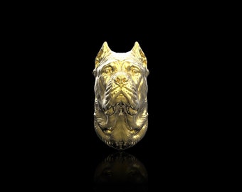 Pin de solapa con cabeza de Cane Corso bañado en oro de 18 quilates, broche para perro, joya para mascotas, regalo para él, regalo para amantes de los perros, accesorios para trajes.